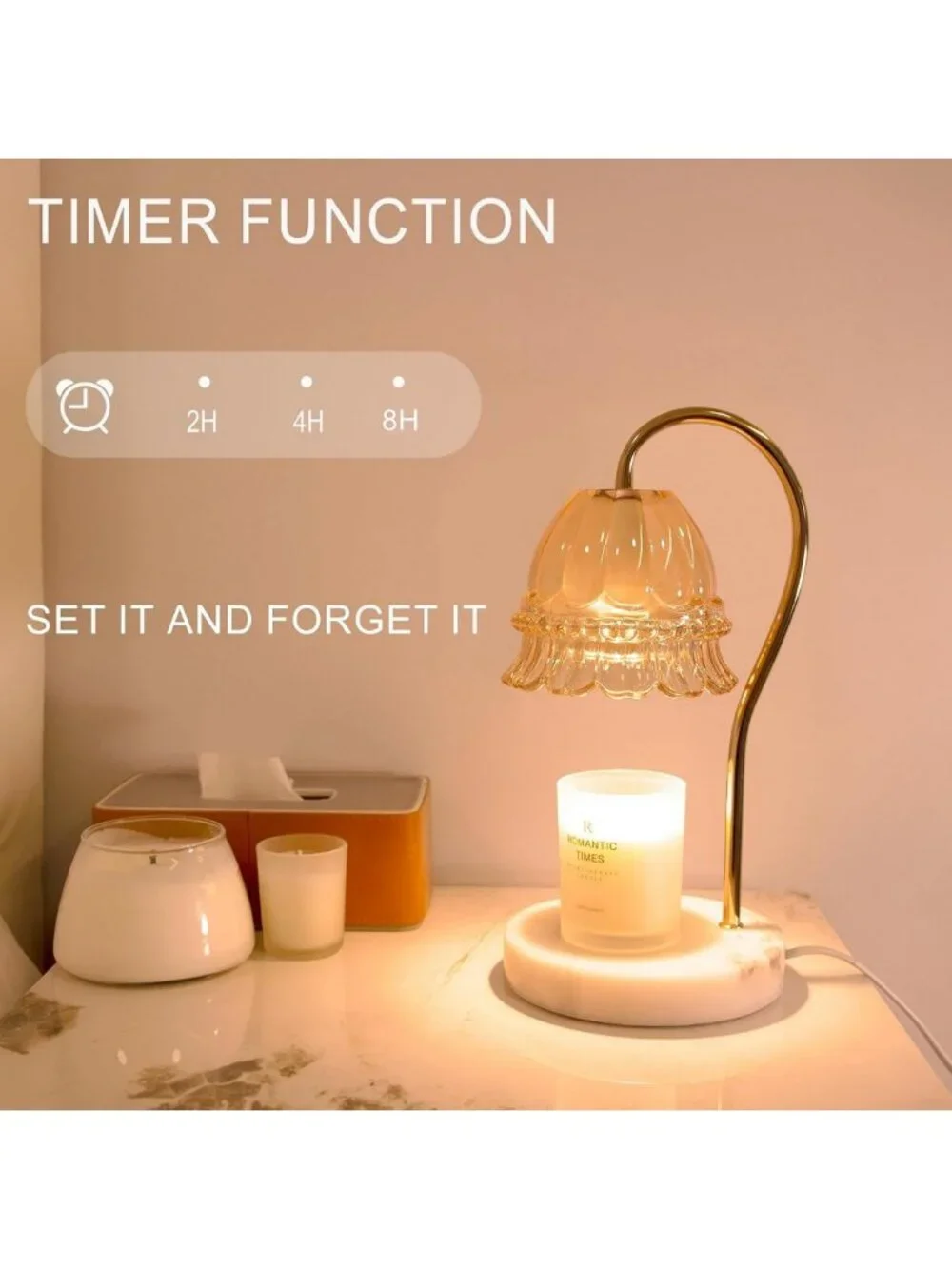 Electric Candle Warmer Lamp with Timer & Dimmer, 2 Bulbs, Home Decor Gift